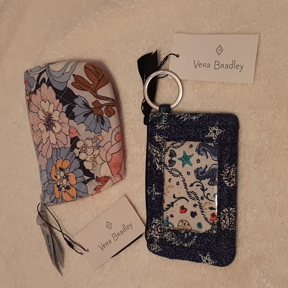 Vera Bradley bundle zip ID case & coin purse prints aloha blooms seahorse of cou